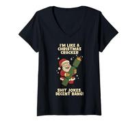 Mujer Funny Christmas Cracker Decent Bang Camiseta Cuello V