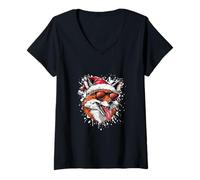 Mujer Funny Christmas Fox | Fiestas de Navidad Camiseta Cuello V