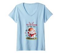 Mujer Funny Christmas Golfer Cute Snowman Par-tee Golf Camiseta Cuello V