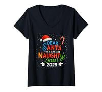 Mujer Funny Christmas Humor Dear Santa They Are The Naughty Ones Camiseta Cuello V