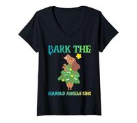 Mujer Funny Christmas Sarcástico Travieso ladrido los ángeles Harold Camiseta Cuello V