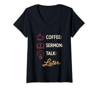 Mujer Funny Church Sunday Sermón Humor Cristiano Domingo Estado de ánimo Camiseta Cuello V