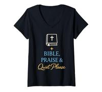 Mujer Funny Church Sunday Sermón Humor Cristiano Domingo Estado de ánimo Camiseta Cuello V