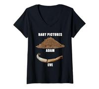 Mujer Funny Clean Bible Character Humor - Adam & Even Baby Photos Camiseta Cuello V