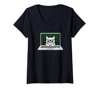 Mujer Funny Coding Cat Computer Tech Ingeniero desarrollador de Software Camiseta Cuello V