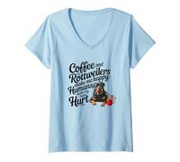 Mujer Funny Coffee and Rottweilers Make Me Happy Not Humans Camiseta Cuello V