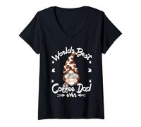 Mujer Funny Coffee Dad GNOME For Men and Grandpa Who Loves Coffee Camiseta Cuello V