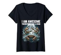Mujer Funny Crab Shirt I Am Awesome Ocean Meme para Cazadores de cangrejos Camiseta Cuello V