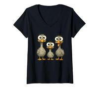 Mujer Funny Crazy Goose Family Mama Goose Papa Goose con bebé Camiseta Cuello V