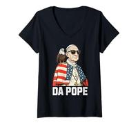 Mujer Funny Da Pope León XIV 4 de Julio Americano Hombres Mujeres Camiseta Cuello V
