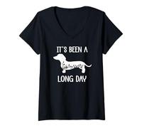 Mujer Funny Dachshund Its Been a Long Day Dachshund Mom Doxie Mama Camiseta Cuello V