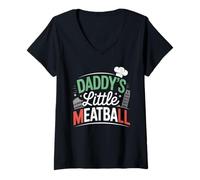 Mujer Funny Daddys Little Meatball Cute Joke Mujeres Hombres Camiseta Cuello V