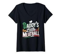 Mujer Funny Daddys Little Meatball Cute Joke Mujeres Hombres Camiseta Cuello V