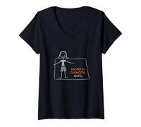 Mujer Funny Dakota del Norte, ND Girls North Dakota Camiseta Cuello V
