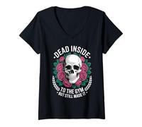 Mujer Funny Dead Inside To The Gym Diciendo Entrenamiento Humor Mujeres Hombres Camiseta Cuello V