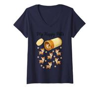 Mujer Funny Deer My Happy Pills Animal Lover Niños Niñas Niños Camiseta Cuello V