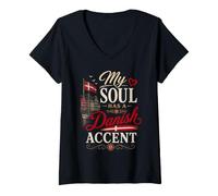 Mujer Funny Denmark Humor Dane Joke My Soul Danish Accent Camiseta Cuello V