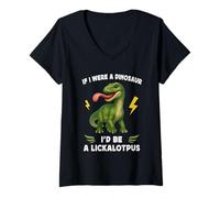 Mujer Funny Dinosaur Adult Joke Meme Hilarious Licking Pussy Pun Camiseta Cuello V