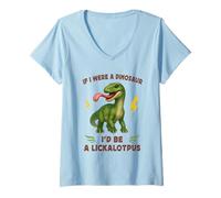 Mujer Funny Dinosaur Adult Joke Meme Hilarious Licking Pussy Pun Camiseta Cuello V