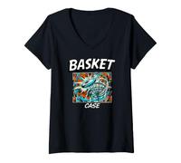 Mujer Funny Disc Golf Basket Case Retro Pop Art Camiseta Cuello V