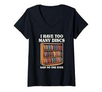 Mujer Funny Disc Golf Hombres Mujeres I Have Too Many Discs Camiseta Cuello V