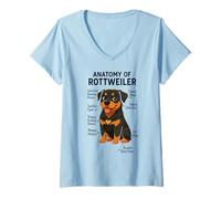 Mujer Funny Dog Owner Anatomy of A Rottweiler Camiseta Cuello V
