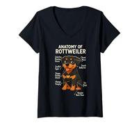Mujer Funny Dog Owner Anatomy of A Rottweiler Camiseta Cuello V