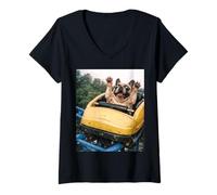 Mujer Funny Dog Roller Coaster Meme Silly Graphic French Bulldog Camiseta Cuello V