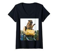 Mujer Funny Dog Roller Coaster Meme Silly Graphic German Shepherd Camiseta Cuello V