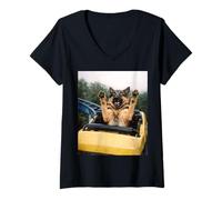 Mujer Funny Dog Roller Coaster Meme Silly Graphic German Shepherd Camiseta Cuello V