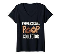 Mujer Funny Dog Walker Profesional Coleccionista de Caca Hero Dad Mom Camiseta Cuello V