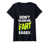 Mujer Funny Don’t Scare Me I Fart Easily Camiseta Cuello V