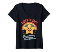 Mujer Funny Don't Be Sad IT's Uncomfortable Star Rainbow Mujeres Hombres Camiseta Cuello V