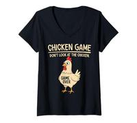 Mujer Funny Don't Look At The Chicken - Divertido Juego de Pollo Camiseta Cuello V