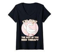 Mujer Funny Duck, Estoy Bien, el Resto de ustedes Necesitan Terapia Camiseta Cuello V