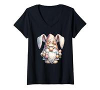 Mujer Funny Easter Bunny GNOME Graphic For Women Girls Rabbit Mom Camiseta Cuello V