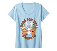 Mujer Funny Easter Bunny Just Here for The Carrots Camiseta Cuello V