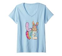 Mujer Funny Easter Bunny with Glasses For Women and Rabbit Lover Camiseta Cuello V
