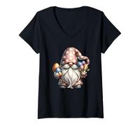 Mujer Funny Easter GNOME Graphic For Women Girls Cute Easter Egg Camiseta Cuello V