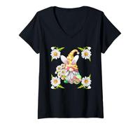 Mujer Funny Easter GNOME Graphic For Women Teachers and Daisy Mom Camiseta Cuello V