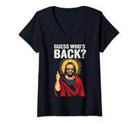 Mujer Funny Easter Jesus Shirt Guess Who's Back Camiseta Cuello V