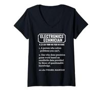 Mujer Funny Electronics Technician Dictionary Definition Camiseta Cuello V
