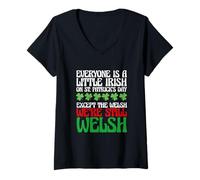 Mujer Funny Everyone Is A Little Irish On St Patrick's Day Welsh Camiseta Cuello V
