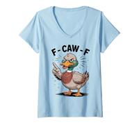 Mujer Funny F Caw F Grumpy Duck - Regalo de Humor sarcástico Camiseta Cuello V