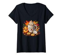 Mujer Funny Fall Coffee Mug For Autumn Women Cookie Crunch Coffee Camiseta Cuello V