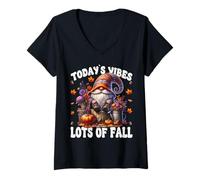 Mujer Funny Fall Saying For Garden Mom with Autumn Leaves GNOME Camiseta Cuello V