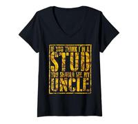 Mujer Funny Family Matching Think Im Stud Meet My Uncle Vintage Camiseta Cuello V