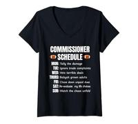 Mujer Funny Fantasy Football Commissioner Schedule Draft Day Camiseta Cuello V
