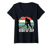 Mujer Funny Feels Like A Penalty Box Kind of Day - Camiseta de Hockey Divertida Camiseta Cuello V