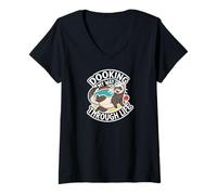 Mujer Funny Ferret Dooking My Way Through Life Cartoon Camiseta Cuello V